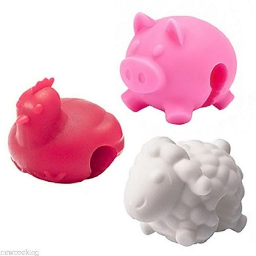 Comixpro 3 Set Silicone Farm Animals Pot Lid Lifters No Boil Over Chick