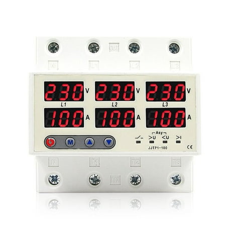 

CACAGOO LCD Display Self-reset Protector Overvoltage Undervoltage Current Limiting Circuit Breaker Phase Lost Zeroloss Phase Sequence Voltage Unbalance Protector Overload Automatic Power Off Reclosu