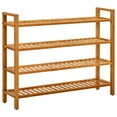 thumbnail image 1 of vidaXL Shoe Rack with 4 Shelves 100x27x80 cm Solid Oak Wood, 1 of 4