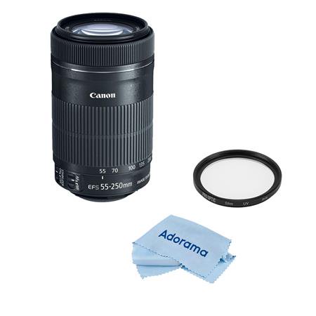 EF-S 55-250mm f/4-5.6 IS STM Lens, Bundle with ProOptic 58mm Multi Coated UV Slim Filter, Microfiber Cleaning Cloth