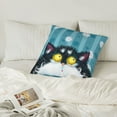 thumbnail image 6 of LNWH Square Pillow Cover, White Flower Blue Striped Cat Pattern Soft Throw Pillow Case for Sofa, Couch, Living Room, 12"x12", 6 of 8