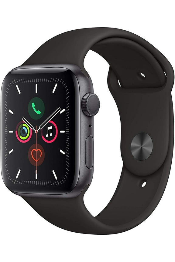 Restored Apple Watch Gen 5 Series 5 44mm Space Gray Aluminum - Black Sport Band MWVF2LL/A (Refurbished)