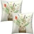 thumbnail image 2 of Spring Throw Pillow Cover 16x16 Inch Pack of 2 Spring/Summer Wildflower Cushion Pillow Case Square Cotton Butterfly Floral Leaf Pillowcase for Flowers Party Bed Sofa Home Car Bedroom Outdoor, 2 of 6