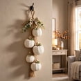 thumbnail image 3 of CHJK Rustic White Pumpkin Hanging Swag, 5 Pumpkin Fall Wall & Door Decor, Distressed Wooden Pumpkins with Plaid Bow for Farmhouse Fall Door Decor, 3 of 7