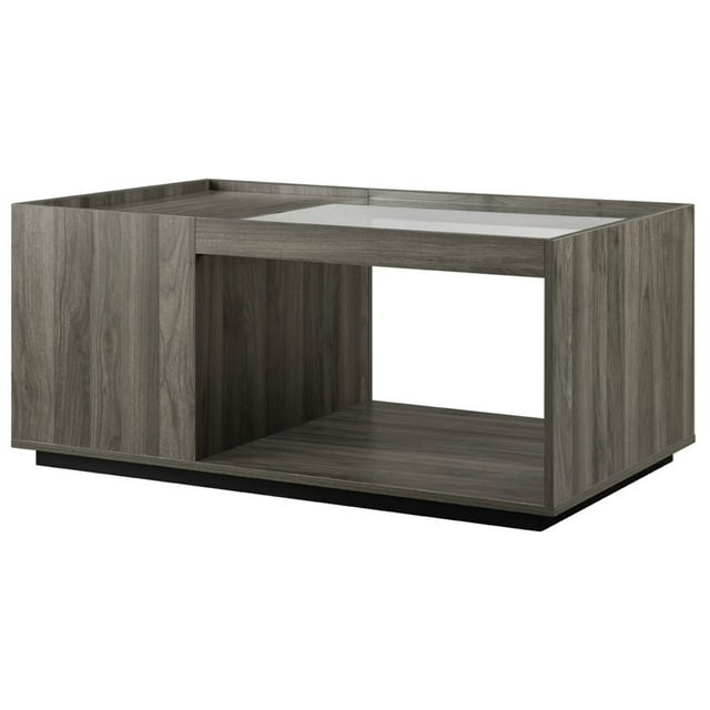 Talia 40" Table Basse de Rangement en Verre - Gris Ardoise