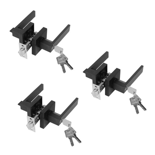 3X Cerradura de la Manija de la Puerta Baño Cerradura Esférica de Tres Barras-Negro