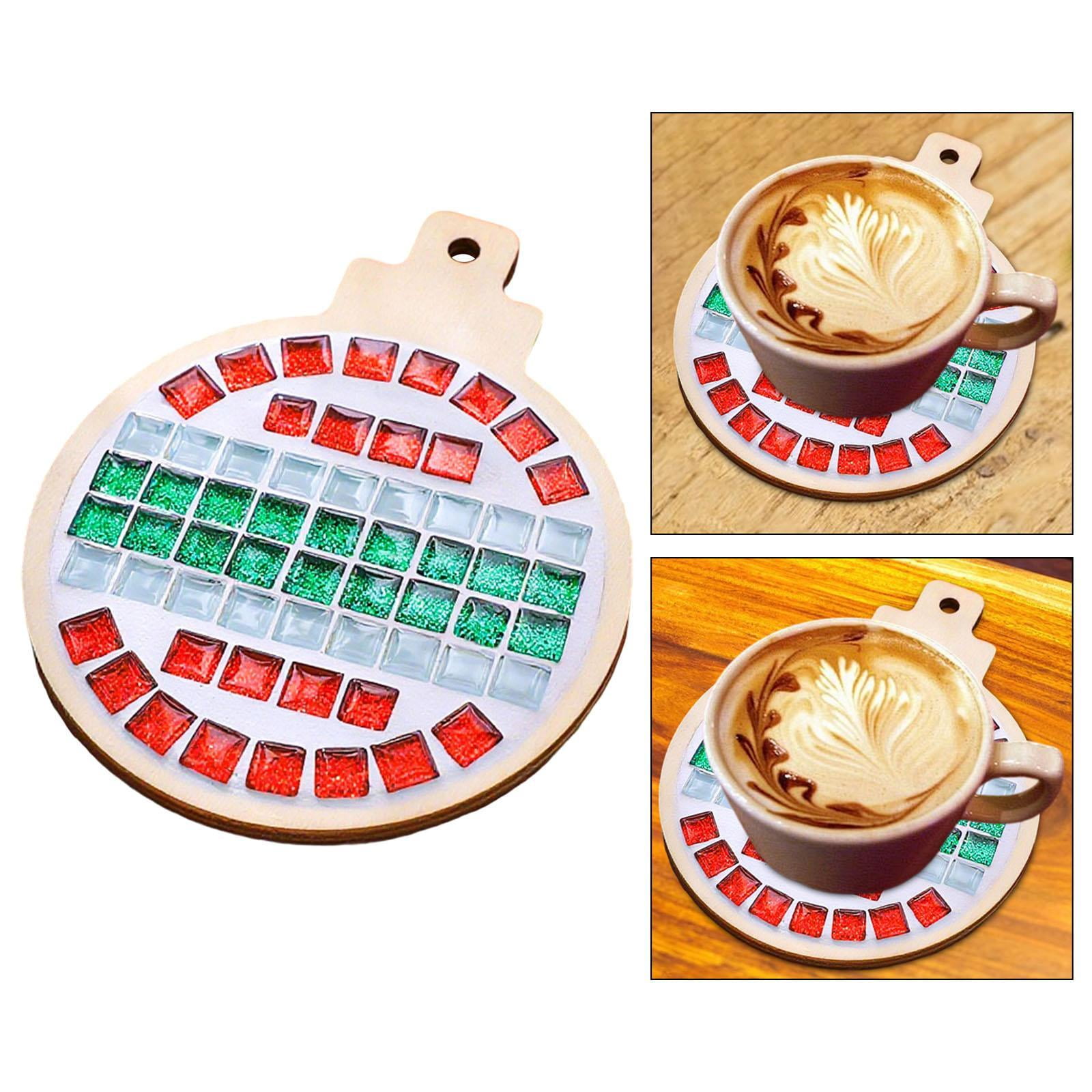 Mosaic Coaster Craft Kit DIY Crafts Beginner Friendly Wooden Base for Kids and Adults Christmas Holiday Fun