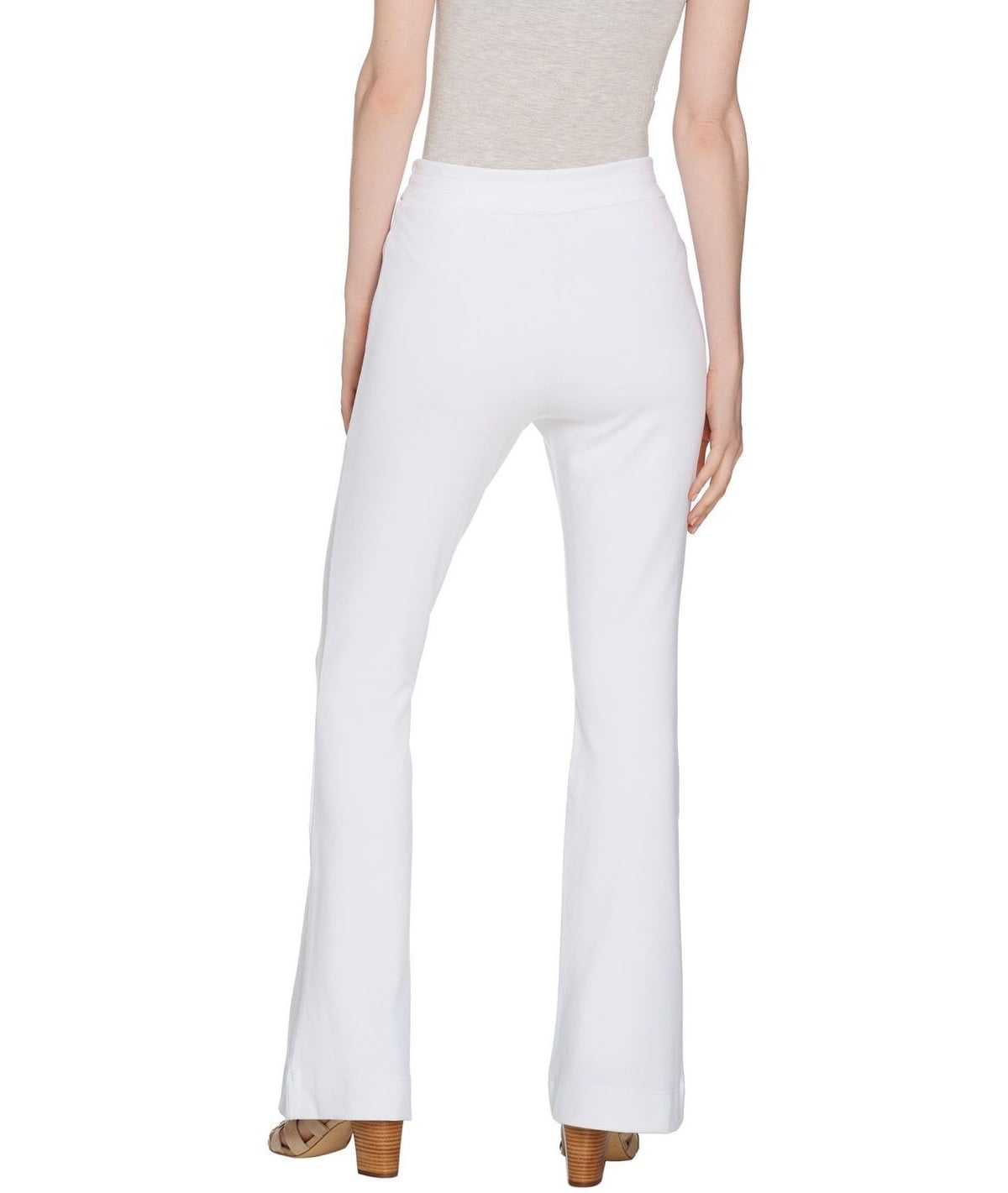 Lisa Rinna Collection Ponte Knit Flare Pants Elastic Waist White M NEW A289002