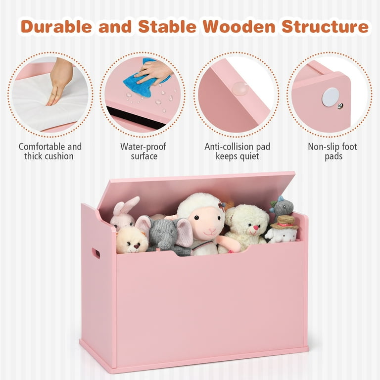 Babyjoy Kids Toy Box Wooden Flip top Storage Chest Bench W
