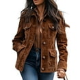 thumbnail image 1 of Womens Jackets Up Snap Buttons Parka Utility Coats Outwear with Pocket Brown L, 1 of 4