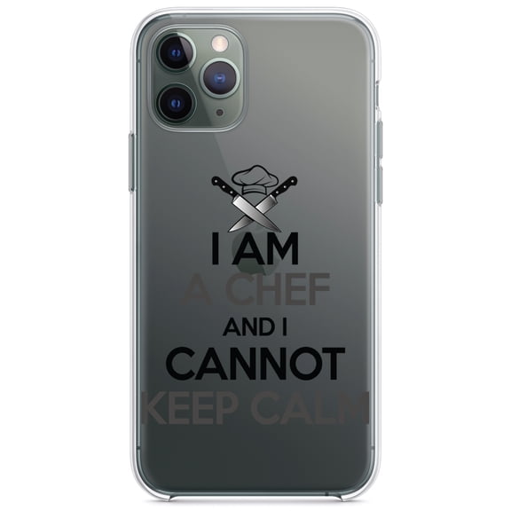 DistinctInk Clear Shockproof Hybrid Case for iPhone 11 Pro MAX (6.5" Screen) - TPU Bumper Acrylic Back Tempered Glass Screen Protector - I Am the Chef Cannot Keep Calm