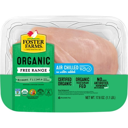 Foster Farms Organic Free Range Boneless Skinless Chicken Breast Fillets
