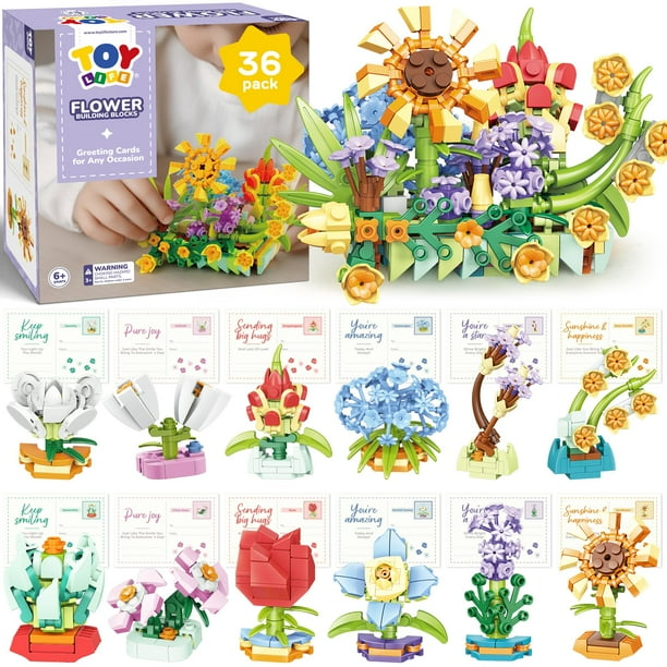 Juego de bloques de construcción Party Favors con forma de flor TOY Life, paquete de 36