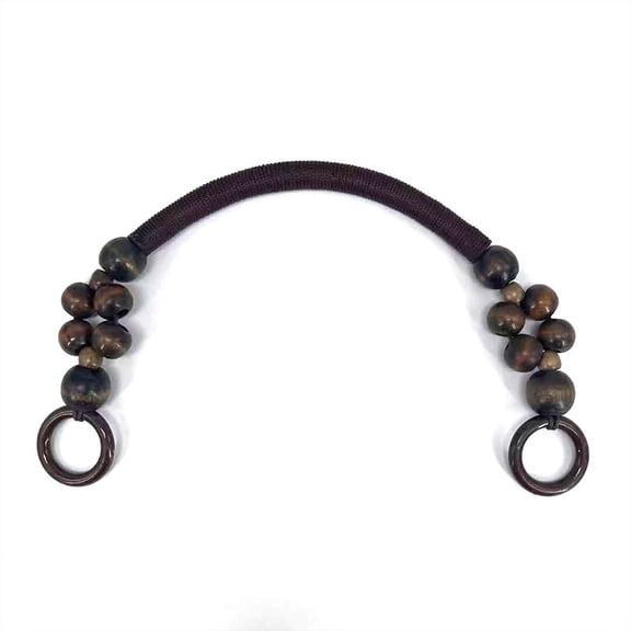 XmhyTop-A 2 Pc Wooden Beaded Bag Handles 47cm Polyester Fiber Beaded Purse Handles Rustic Beach Style for DIY Crochet Bags-Brown