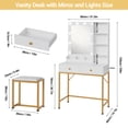 thumbnail image 2 of Makeup Vanity Desk Set with Mirror and Lights, Makeup Vanity with Charging Station & Stool, 2 Drawers Vanity Table with 3 Adjustable Lighting Modes, White Vanity Table for Bedroom, 2 of 7