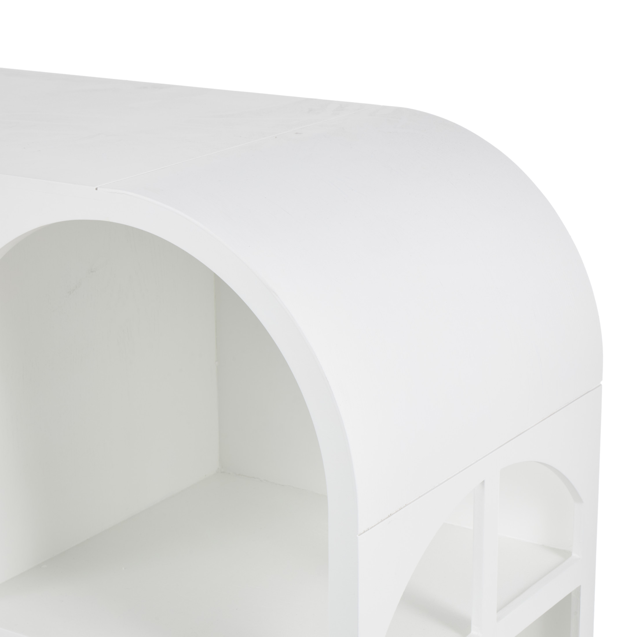 DecMode 47" x 38" White Wooden Handmade Geometric 6 Shelf Console Table, 1-Piece
