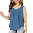 thumbnail image 1 of Girls Solid Ruffled Hem Tank Tops Kids Crew Neck Sleeveless Tops 4-14Y Casual Tees, 1 of 5