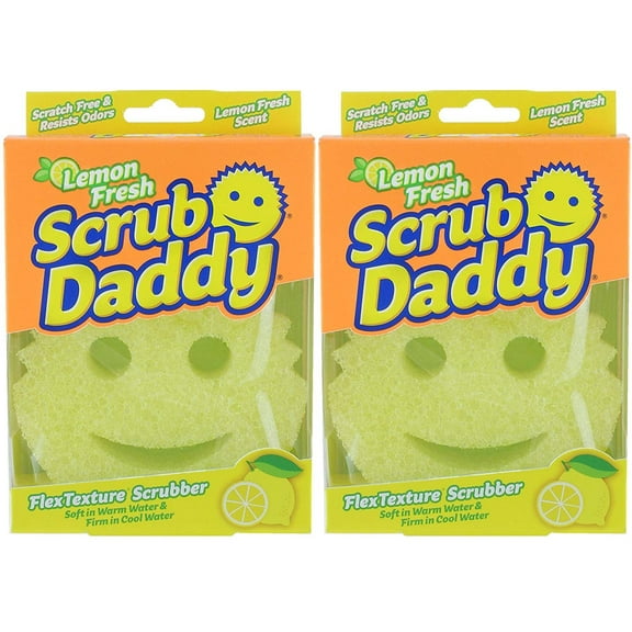 Scrub Daddy - Lemon Scented FlexTexture Scrubber - Scratch Free & Odor Resistant - 2 Count