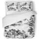 thumbnail image 1 of ABPHQTO Juego de ropa de cama de 3 piezas clásico con escenas de pesca de Old Town Village en Toile De Jouy funda nórdica blanca con 2 fundas de almohada, 1 of 1