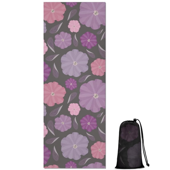 Pioneer Flower Floral Print Pattern Hot Yoga Mat Towel Non Slip for Hot Yoga - Quick-Drying Yoga Mat Cover with 4 Corner Pockets with Travel Bag - Hot Yoga Towel Non Slip 70"x26"