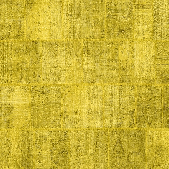 Ahgly Company Indoor Square Patchwork Yellow Transitional Area Rugs, 5' Square