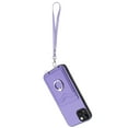 thumbnail image 7 of for iPhone 13 Case, Card Holder Wallet Case, Ring Holder Stand, Wrist Hand Strap, PU Leather Anti-Scratch Shockproof Protective Flip Phone Cover for iPhone 13 Case, Purple, 7 of 7