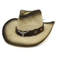 thumbnail image 3 of Trendy Sunshade Straw Hat with Belt Bull for Head Straw Hat Spray Paint Cowboy Hat Wide Brim Sunhat for Couples Boys Gir, 3 of 4