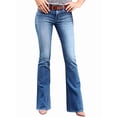 thumbnail image 3 of Boot Cut Jeans for Women Mid Waist Tummy Control Trendy Flare Jeans Straight Denim Pants Light Blue S, 3 of 7