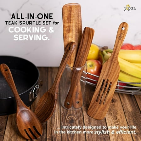 Wooden Teak Cooking Spoons Set of 5