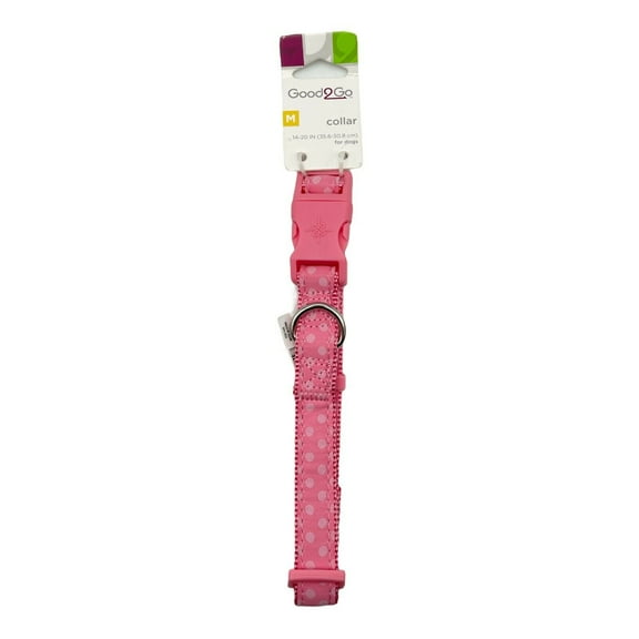 Good2Go Dot Adjustible Pink Dog Collar, Medium 14-20"