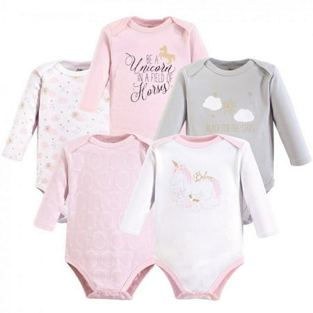 UPC: 0660168921359 | Yoga Sprout Baby Girl Cotton Long-Sleeve Bodysuits 5pk  Unicorn  3-6 Months