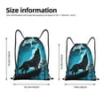 thumbnail image 2 of Balery Blue Full Moon Wolf Pattern Drawstring Backpack Bag Sport Gym Sackpack Cinch Bags Pattern Drawstring Backpack Bag Sport Gym Sackpack Cinch Bags -Small, 2 of 6