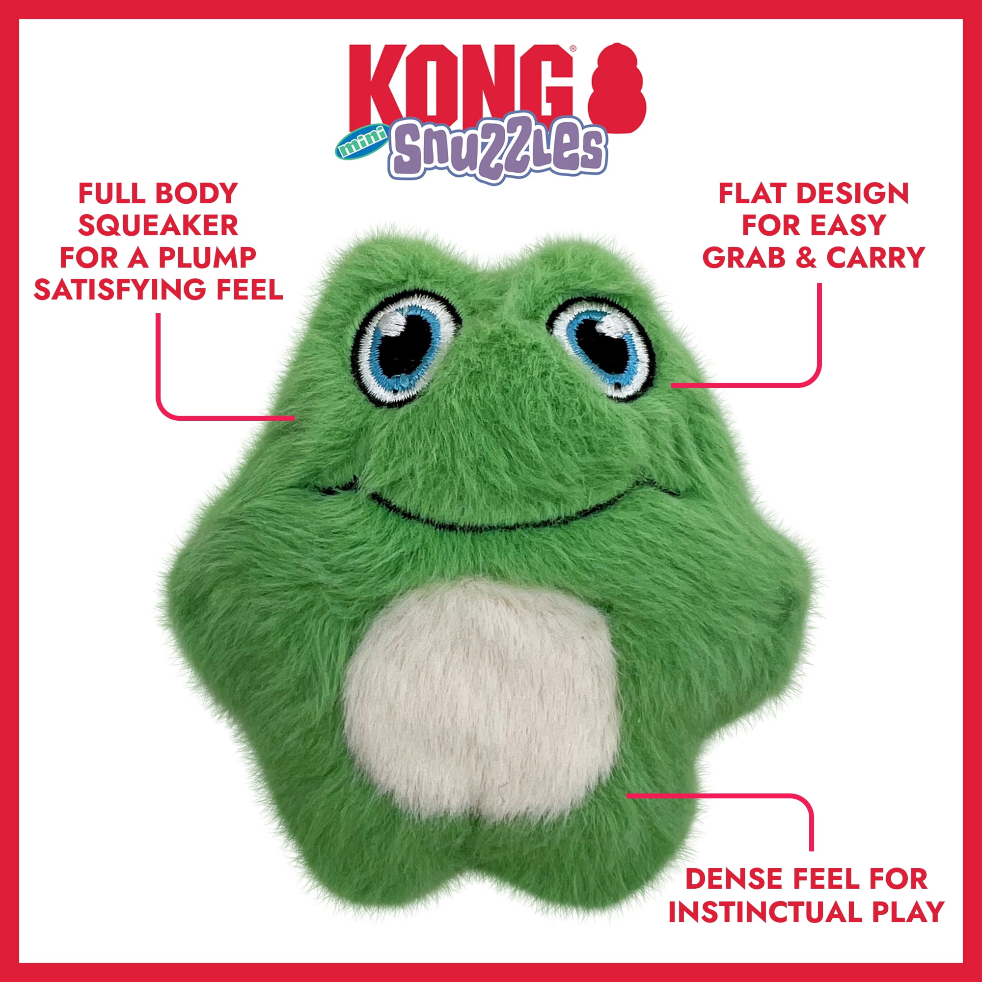 KONG® Snuzzles Mini Plush Squeaker Dog Toy, Frog, Extra Small