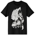 thumbnail image 5 of Dragon Ball Z Vegeta Black And White Character Art Men's Black T-shirt-Medium, 5 of 7