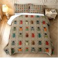thumbnail image 2 of Erosebridal Kawaii Beetles Twin Quilt Set,Cute Theme Twin Coverlet Set,Tan Red,2pcs,1 Bedspread and 1 Pillowcase, 2 of 7