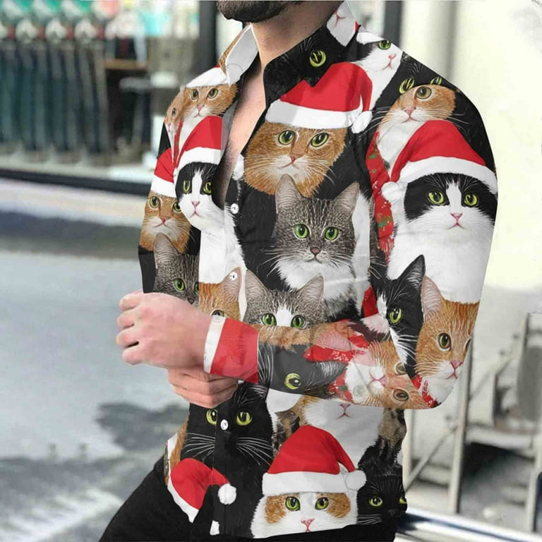 ZCFZJW Christmas Hawaiian Shirts for Men Big and Tall Regular Fit