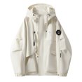 thumbnail image 2 of NuoCaiYun Spring Coats for Women Full Zip Hooded Jacket Waterproof Multi Pockets Long Sleeve Outwear Coat, 2 of 5