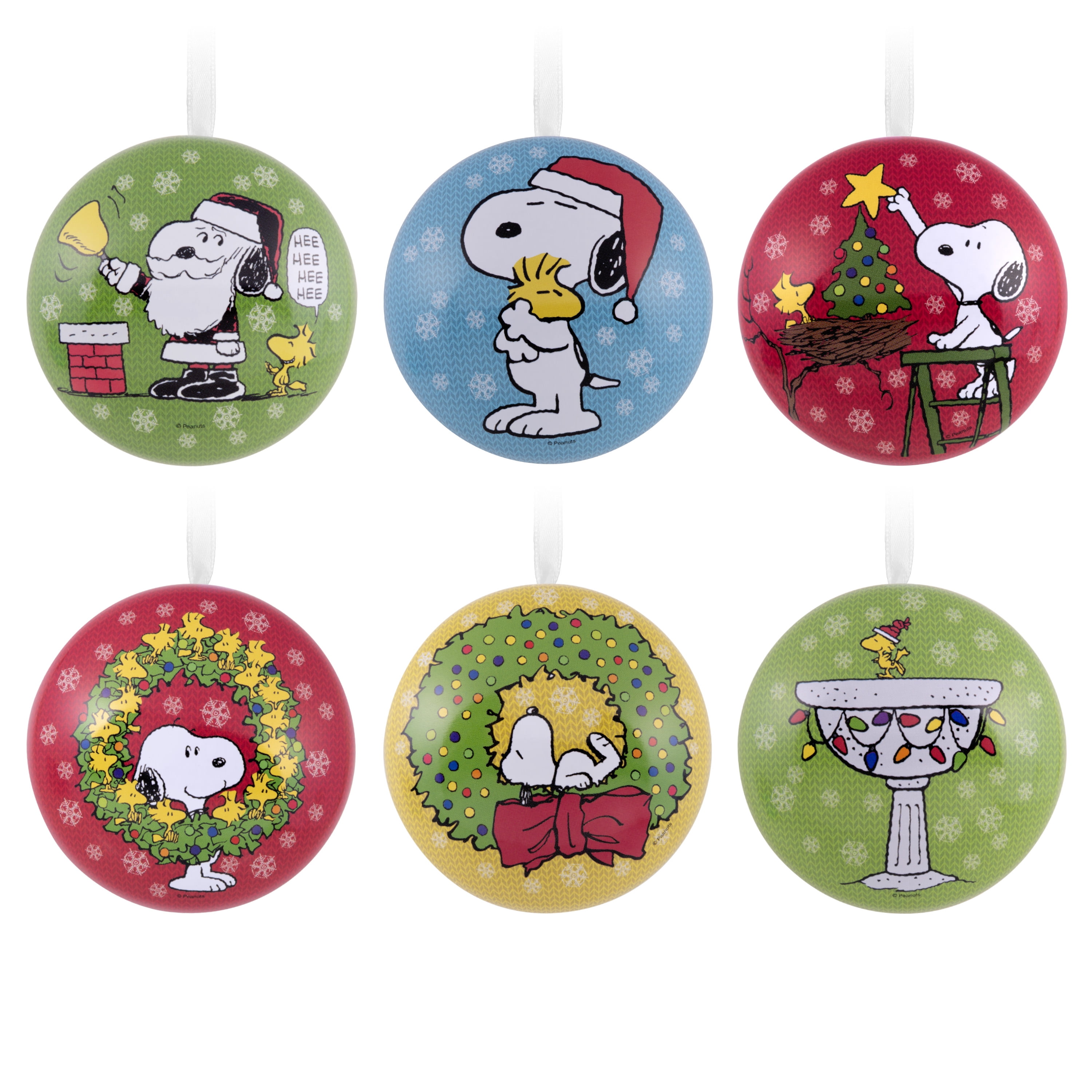 Hallmark Peanuts Gang Holiday Scenes Tin Christmas Ornaments, Set of 6