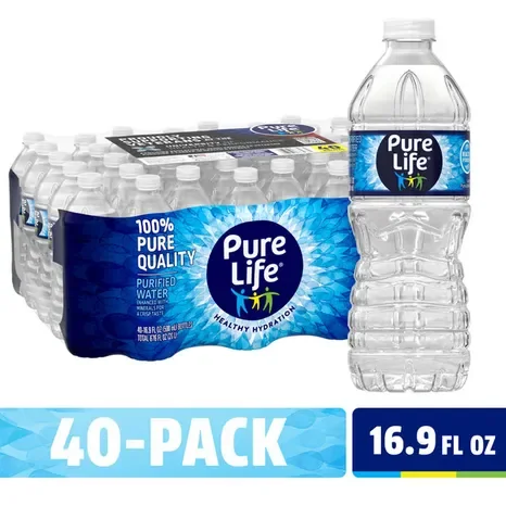 Pure Life Purified Water, 16.9 fl oz / 500 mL Plastic Bottles (40 Pack)