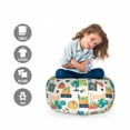 thumbnail image 2 of Travel the World Storage Toy Bag Chair, Calligraphy with Colorful Travel Suitcases Luggage and an Earth Globe, Stuffed Animal Organizer Washable Bag, Large Size, Green Aqua, by Ambesonne, 2 of 3