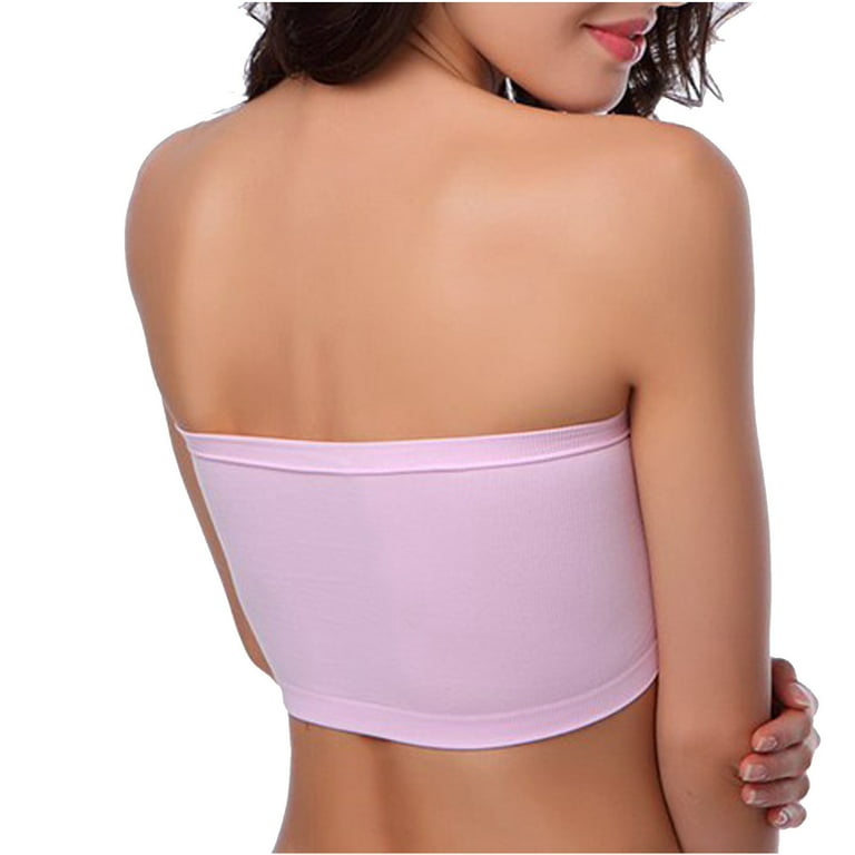 YWDJ Strapless Bras for Women Large Bust Women Bra Tube Top Has A Chest Pad  To Prevent It From Leaking Pink XXXL 