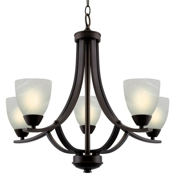 Kira Home Weston 24" Contemporary 5Light Large Chandelier + Alabaster