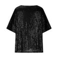 thumbnail image 4 of UPPADA Womens Sequin Print Tops V Neck Sparkly Glitter Blouses Glitter Tank 3/4 Sleeve Shiny Dressy Shirts Cocktail Elegant Top for holiday Evening Party, 4 of 9