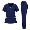 thumbnail image 3 of Fgvctg Jogger Scrubs for Women Plus Size Nursing Uniforms Petite V-Neck Scrub Pants and Tops Scrub Joggers Medical Scrub Sets with Pockets Navy XL, 3 of 5
