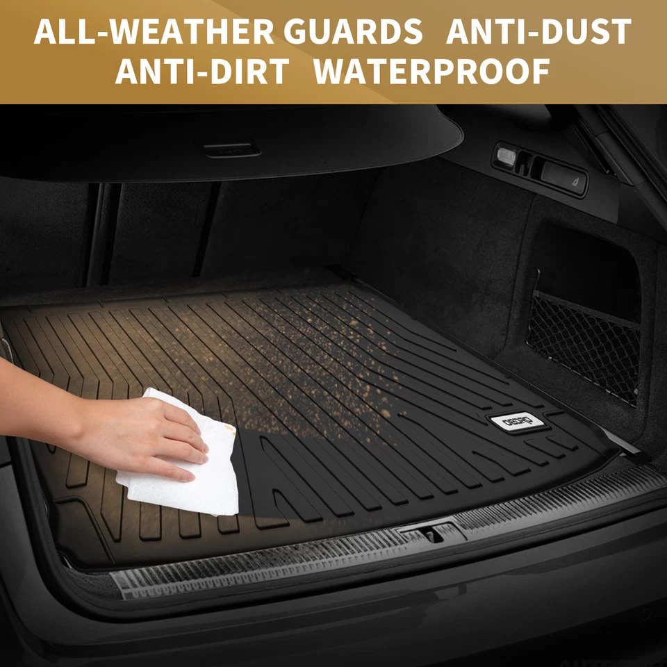 RVNI Floor Mats for 2013-2024 Toyota 4Runner 5-Seater with Backrest TPE All Weather Trunk Mat Odorless Anti-Slip Back Seat Protector