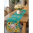 thumbnail image 5 of Farmhouse Pink Pig Sunflower Table Runner-36 Inch Long Retro Wooden Plank Table Runners Linen Burlap Tablerunner for Kitchen Dining Room Holiday Party, 5 of 9