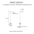 thumbnail image 6 of Rosec Jewels Freshwater Pearl Diamond Earrings for Women - AAA Quality Pearl Long Chain Drop Earrings - Ready to Gift, 10K White Gold, 6 of 7