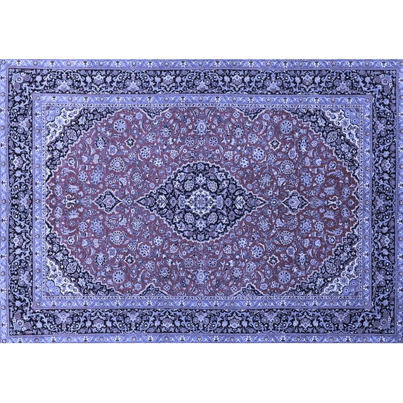 Ahgly Company Machine Washable Indoor Rectangle Persian Blue Traditional Area Rugs, 7' x 10'