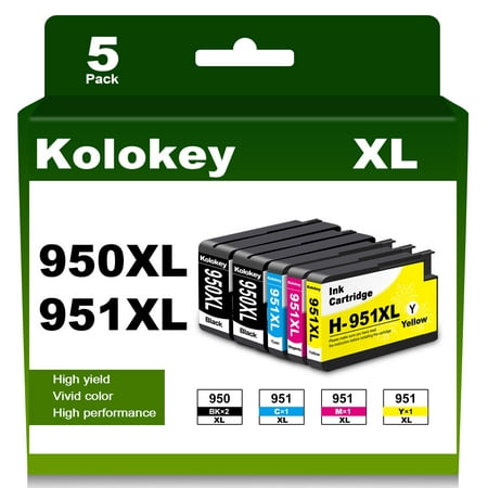 950XL 951XL Ink Cartridges Combo Pack Replacement for HP 950 951 XL Compatible for OfficeJet Pro 8600 8610 251dw 276dw 8100 8620 8625 8630 Printer (5-Pack)