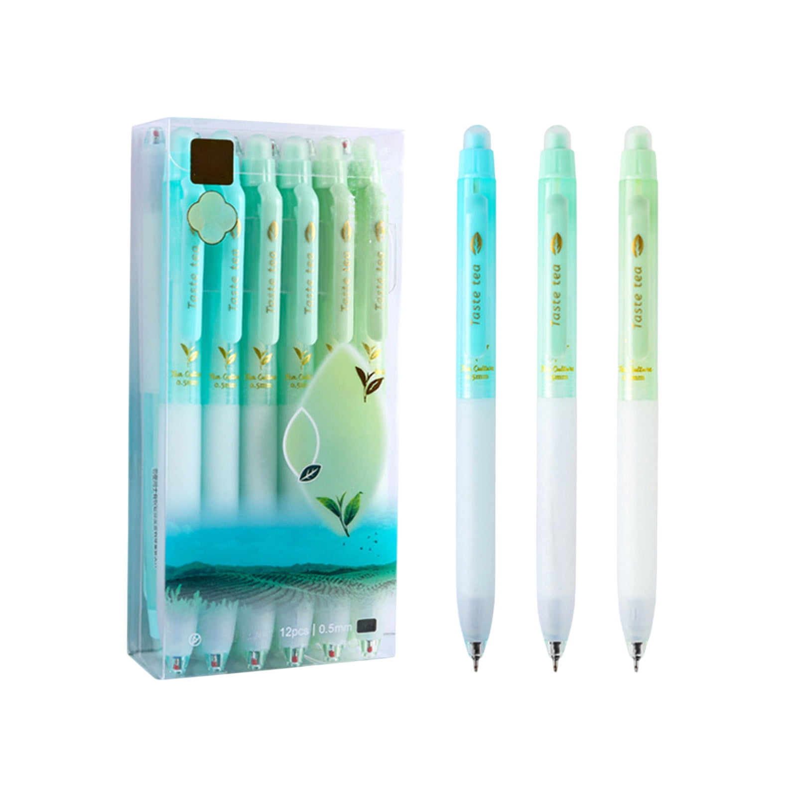 Yunuuuoa Scented Erasable Pens, 0.5mm ST Nib Fine Point Rolling Ball Pens, Tea Aroma Fast Drying Thermal Ink Pen Set, Smooth Writing Push-Up Retractable Pen for Office Writing Take Note